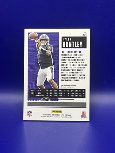 2020 Panini Contenders Optic Ticket Tyler Huntley #206 Rookie Auto RC - Picture 2 of 2