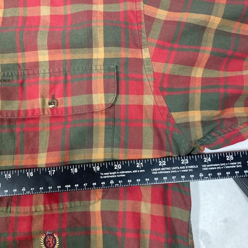 ⚡️Tommy Hilfiger Button Up Shirt Adult Large Red Green Plaid Men’s Long Sleeve - Picture 5 of 9