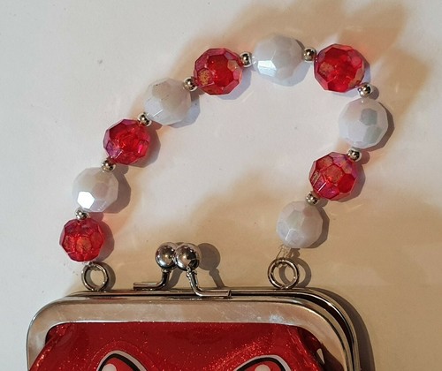 Minnie Mouse Disney Parks Souvenir Red Vinyl Polka Dot Sparkly Girls' Handbag - Picture 8 of 9