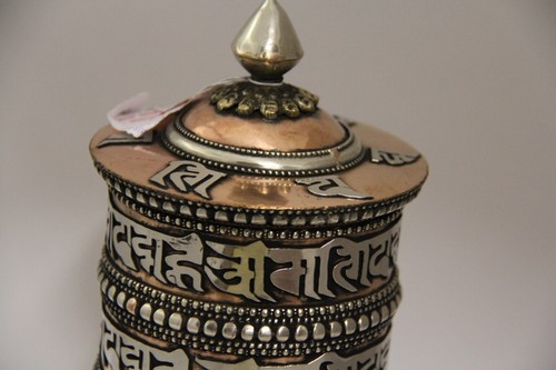 Tibetisch-buddhistischer handgefertigter drehbarer Gebetsmühle Tischständer ~ Nepal - TO-562 - Bild 11 von 16
