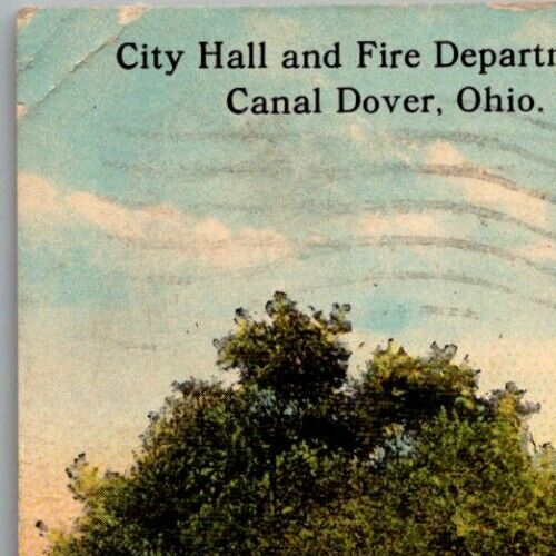 Postcard City Hall & Fire Department; Canal Dover, Ohio 1912 Hf - Picture 3 of 4