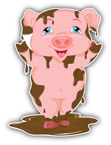 Funny Pig Cartoon Car Bumper Sticker Decal ''SIZES'' Funny Pig Cartoon Car Bumper Sticker Decal ''SIZES''
