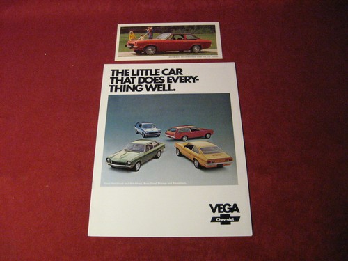 1973 Chevy Vega Sales Brochure & Card Booklet Catalog Old Original