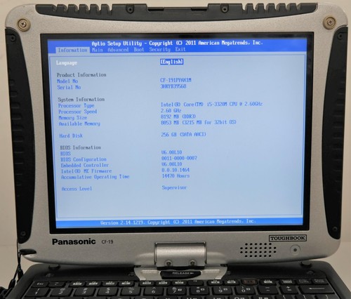 Panasonic Toughbook CF-19 MK6 i5-3320M 2.60GHz 8GB RAM 256GB SSD 10.1in NO OS !! - Picture 2 of 10