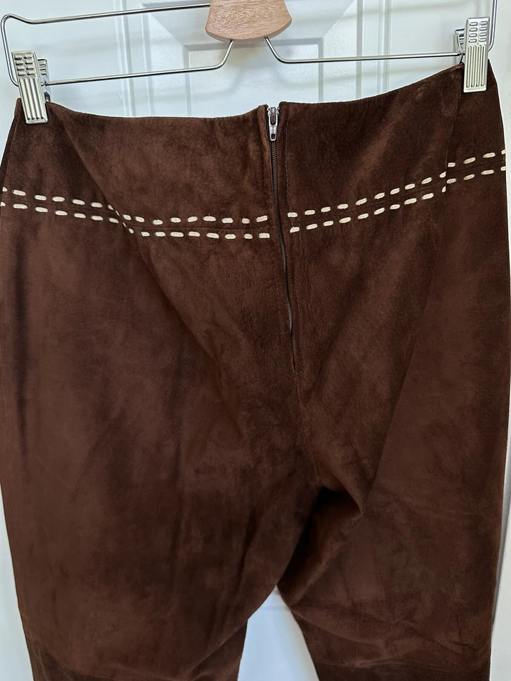DANIER Vintage Real Leather Suede Brown Pants Woman Sz US10 - Image 4 of 4
