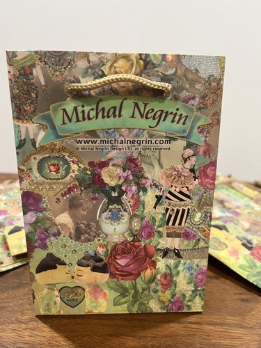 POSTEN ZEHN VINTAGE KLEINE Michal Negrin LEERE Geschenktüte Seilgriffe romantische Blumen - Bild 18 von 18
