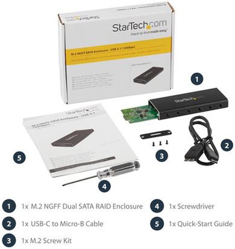 StarTech.com SM21BMU31C3 M.2 SSD Enclosure for M.2 SATA SSDs - USB 3.1 (10Gbps) - Picture 2 of 3