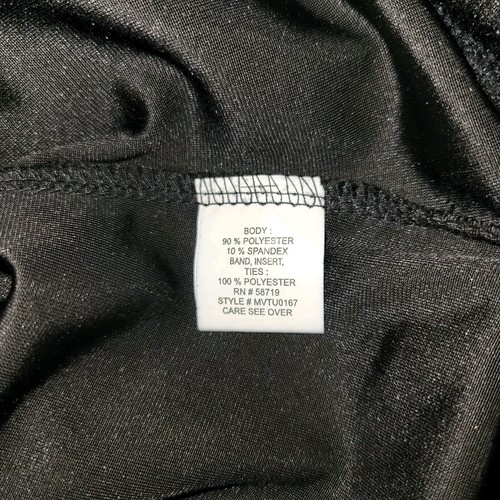 NOTATIONS black Stretch Velvet Satin Trim V-neck Tie Back Pullover Top L - Bild 6 von 6