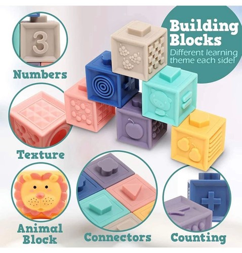 Mini Baby blocks Soft Baby toys 12pieces Teethers Toy Educational Squeeze - Picture 4 of 6