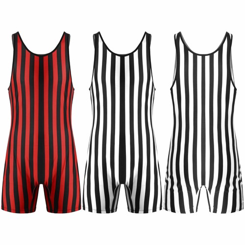 Men Striped Jumpsuit One Piece Singlet Bodysuit Weight Leotard Athletic Outfits  - 第 1/23 張圖片