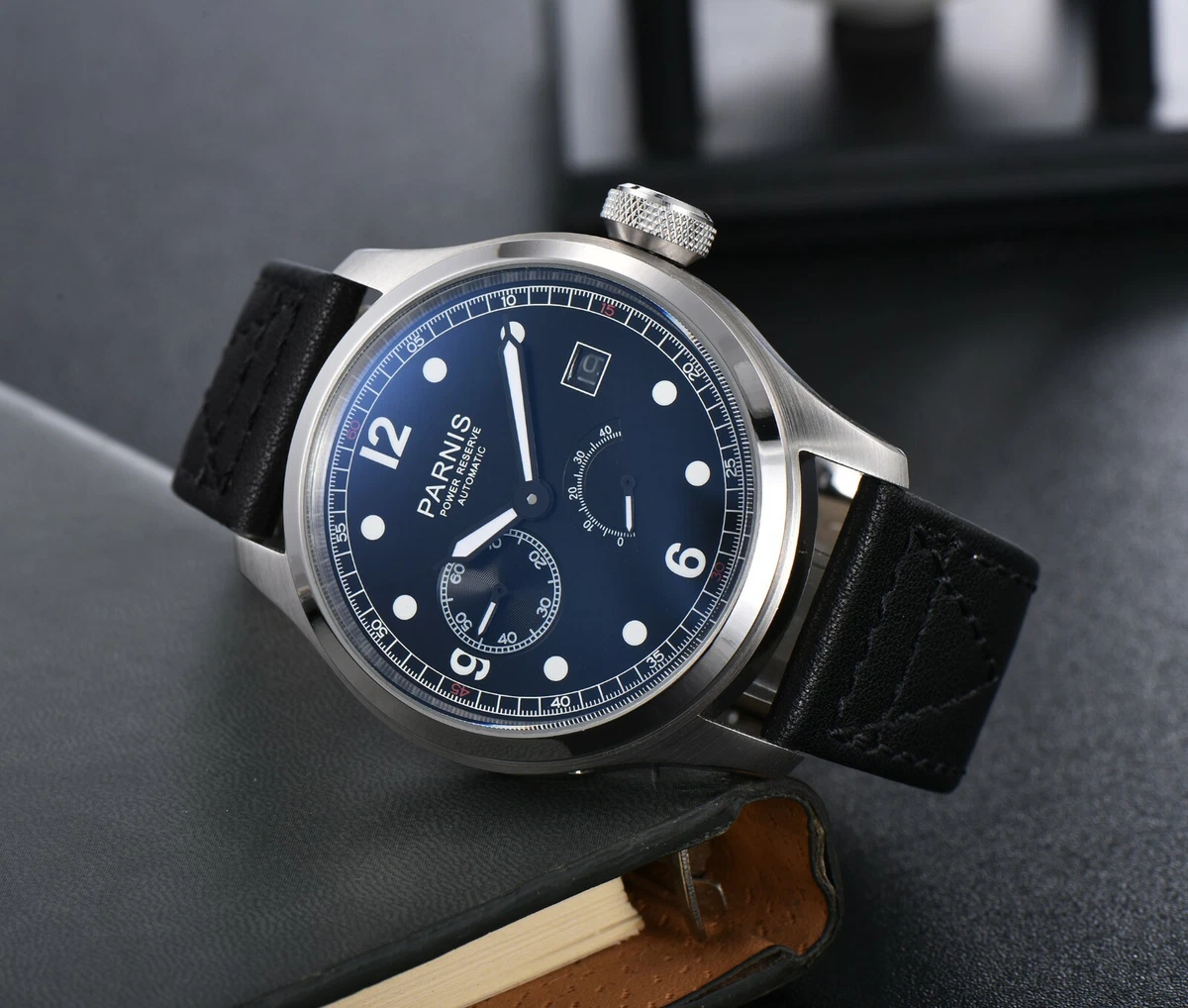 PARNIS 46.5mm Automatic Men Wristwatch Sea gull 2530 Date Big Face
