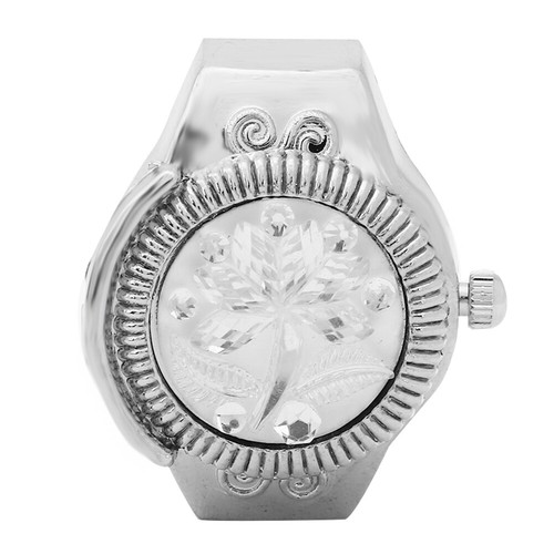 Finger Ring Watch Flip Up Cover Rose Women Finger Watch(White )(White ) HR6 - Picture 9 of 12