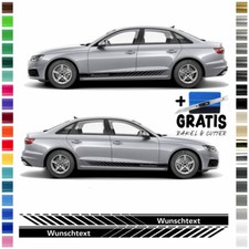 Auto Seiten-Streifen Aufkleber-Set,Dekor-Sticker passend für Audi A4 Wunschtext