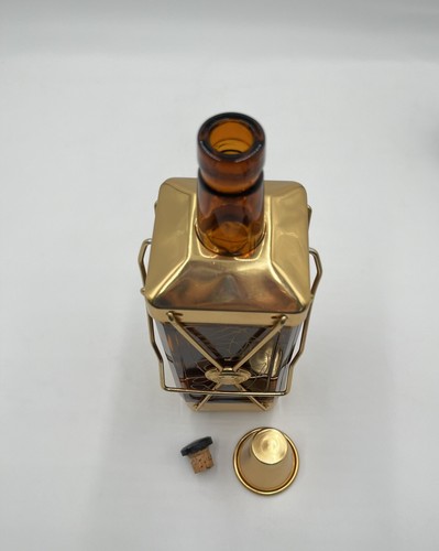 Vintage Retro Decanter Musical How Dry I Am w/ Shot Glass Gold Brown MCM WORKS! - Picture 7 of 13