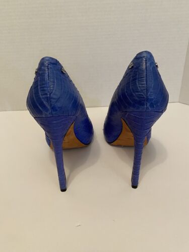 Rachel Roy Royale Royal Blue Genuine Snakeskin Leather Pump Pumps Shoes - Sz 7.5 - Picture 10 of 16