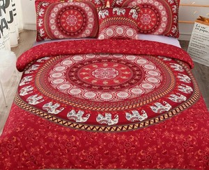 Bedding Set Queen Size Elephant Print Bed Mandala Pattern Duvet