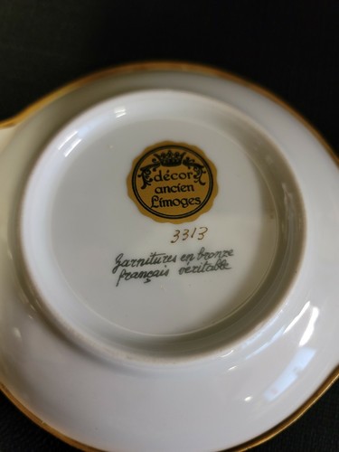 Décor Ancien Limoges Bronze Rimmed Hand Painted Porcelain Trinket Tray/ Dish - Picture 8 of 8