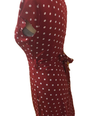 open lace back dress Vera Orange and Brown Polka Dot Ruffle Dress – Ellaé Lisqué main image 1