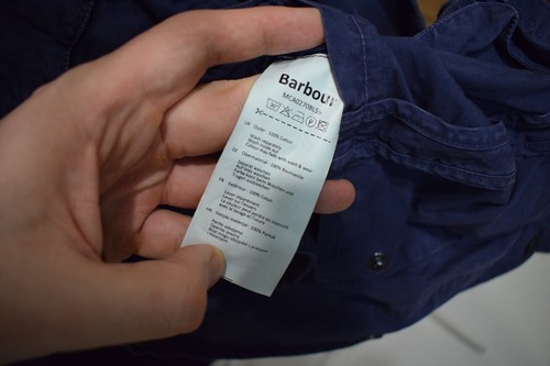 Barbour International Biker Navy Blue Washed Cotton Jacket Men's Size XL - Afbeelding 14 van 17