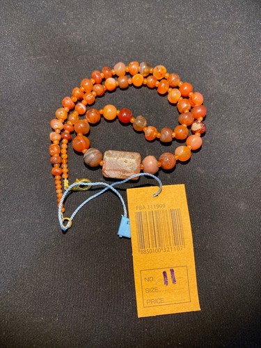 ANTIGUO RARO INDO Cornalina Tibetana Ágata Cuentas Antiguas Collar - Imagen 8 de 9