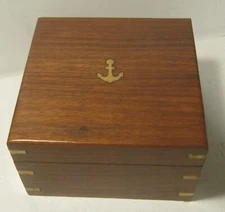 Modern SEXTANT Reproduction in Beautiful Wooden Case Inlaid Anchor on Lid!!!
