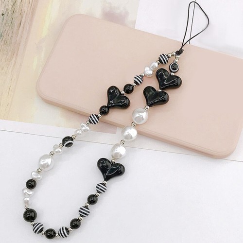 2 Pcs Love Mobile Phone Chain Beaded Lanyards Wrist Strap for Cellphone - Zdjęcie 10 z 12