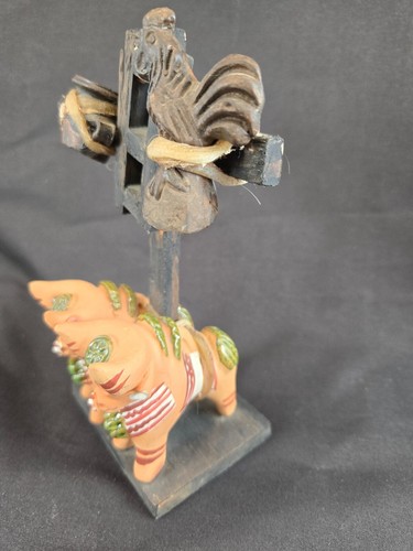 Wood Ceramic Toritos De Pucara, Handmade Peruvian Bulls Ladder, Vessle, Rooster - Picture 4 of 12