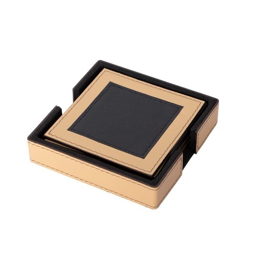 Genuine Buff Leather Tea Coasters Set of 6 with Stand || Coasters for Cups - Picture 7 of 43