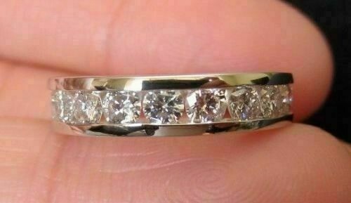 2.20Ct Round Channel Set Moissanite Wedding Anniversary Band 925 Sterling Silver