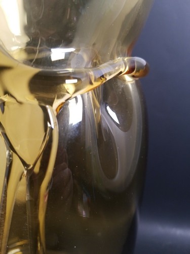 Vtg Blenko Emporium Hand Tie Glass Tall Vase Wheat 1978-79 Sticker 13.5" x 7" - Picture 5 of 12