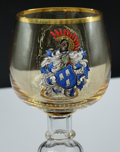 GERMAN Crystal & Enamel Heraldic Shield Chalice Cup Füllnerwerk Bad Warmbrunn - Picture 15 of 15