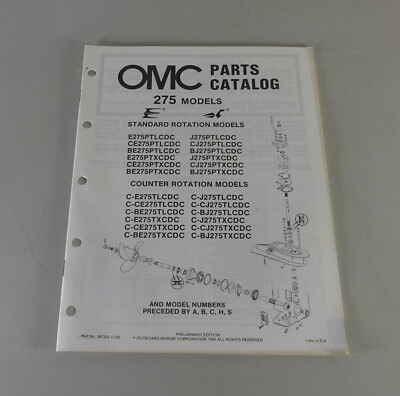 Teilekatalog OMC Evinrude / Johnson Outboards 275 PS Models Stand 11/1985