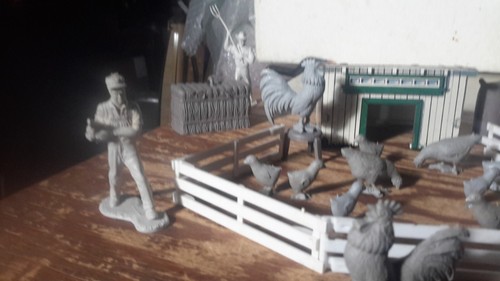 ORIGINAL Marx Chicken Hut Yardbird FARM FIGURES coop animals playset - Picture 4 of 7