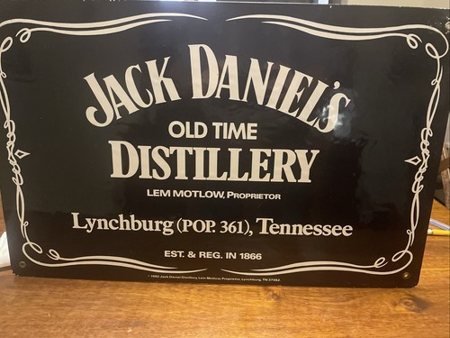 VINTAGE JACK DANIELS 1992 DISTILLERY DOUBLE SIDED PORCELAIN SIGN 23" by 14.5" - Picture 1 of 24