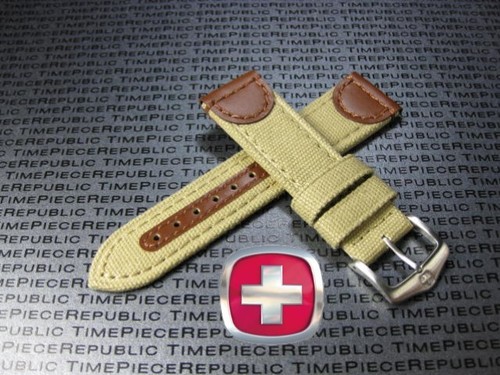 New 20mm Top Quality Brown CANVAS LEATHER STRAP Army Band Wenger Swiss 20 - Picture 11 of 14