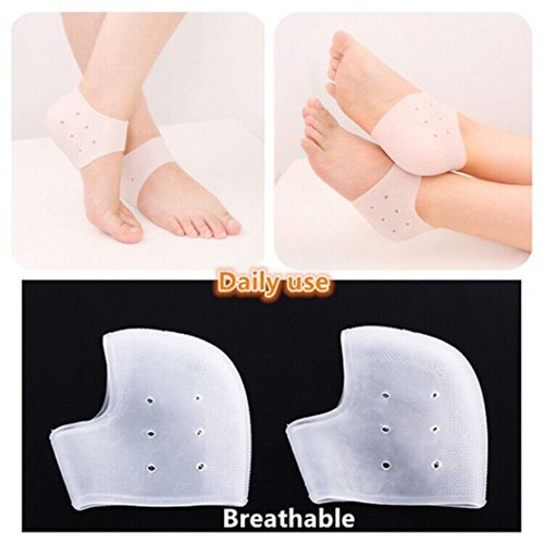 Unisex Heel Protectors Insoles Cracked Heels Feet Care Socks Sleeve Silicone Gel - Picture 5 of 7