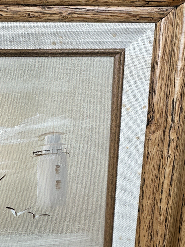 Vintage gedämpfte Meereslandschaft Leuchtturm Küste Öl Leinwand gerahmte Kunst signiert Kandinsky - Bild 6 von 20