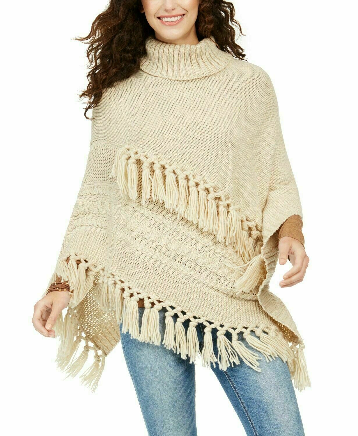 Steve Madden Cable-Knit Poncho Sweater 
