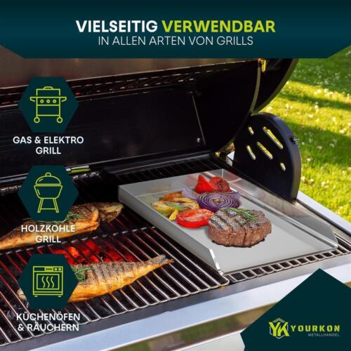 Grillplatte Plancha 30 x 40 x3,5 cm 4mm Stark Edelstahl passend für Webergrill - Bild 9 von 11