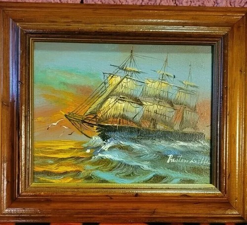 SEGELSCHIFF VON PESTON WILLIS GELISTET BERÜHMTER KÜNSTLER VINTAGE ORIGINAL! SCHÖNER RAHMEN! - Bild 1 von 18