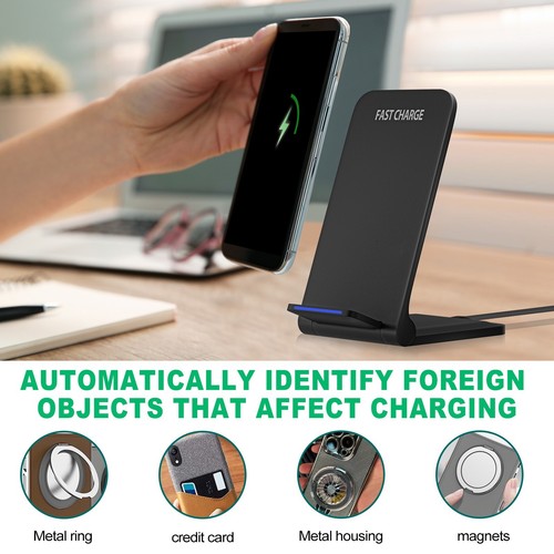 Fast Wireless Charger Stand Dock For iPhone Samsung Google Pixel Android Phones - Picture 7 of 16