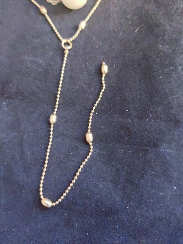 Gold color- Faux Pearl layered Necklace 15" (10954) - Picture 7 of 8