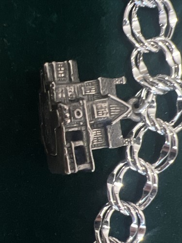 Three 925 Silver Pendants On 925 Dept 56 Christmas Village Charm Bracelet 7 inch - Picture 9 of 12