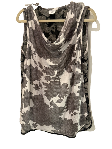 Cabi Womens Shirt Tango Cowl Neck Sleeveless 3057 Floral Layered Blouse Medium - Picture 2 of 7