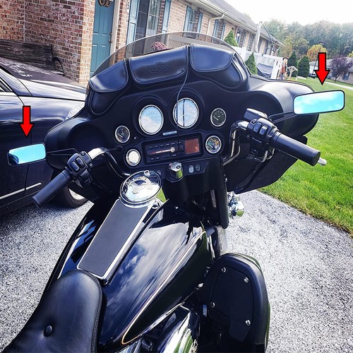 Espejos retrovisores negros rectangulares para Harley Road Glide Touring Road King - Imagen 4 de 11