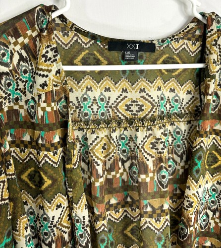 Forever 21 Aztec Boho Duster Kimono Cover Up Duster Cardigan Kaftan size L - Picture 2 of 5