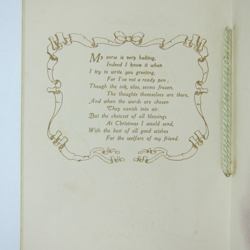 Victorian Christmas Card Remembrance Pansy Flowers Purple Embossed Booklet Style - Picture 14 of 18