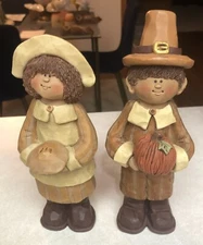 Thanksgiving Pilgrim Couple Man & Woman by Suzi Skoglund Collectible VTG Set