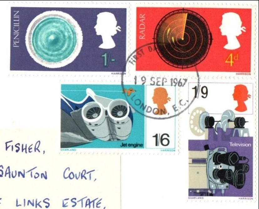 1967 British Discovery Philart FDC London EC CDS Engine Radar TV Penicillin - Image 2 of 2