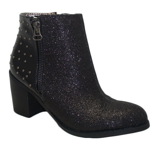 WOMENS LADIES BLACK ANKLE BLOCK HEEL STUD AT BACK CHELSEA BOOTS SHOES UK 3-8 - Picture 11 of 22
